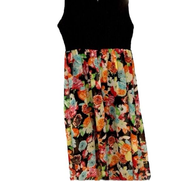 LA CONDUCT Girls Black High Low Multi Colorful Floral Party Summer Dress Size 8 - Picture 5 of 7